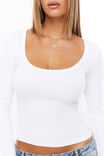 Riri Scoop Neck Long Sleeve Top, WHITE - alternate image 4