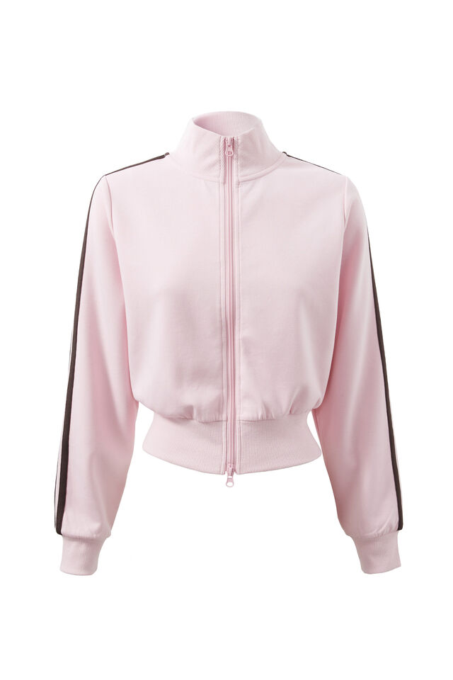 Elyse Sporty Zip Through Jacket, ROSETTE PINK/DEEP CHOC