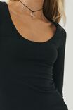 Helena Scoop Neck Long Sleeve Top, BLACK - alternate image 5