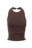 Kristi Ruched Halter Top, CHOC ECLAIR - alternate image 6