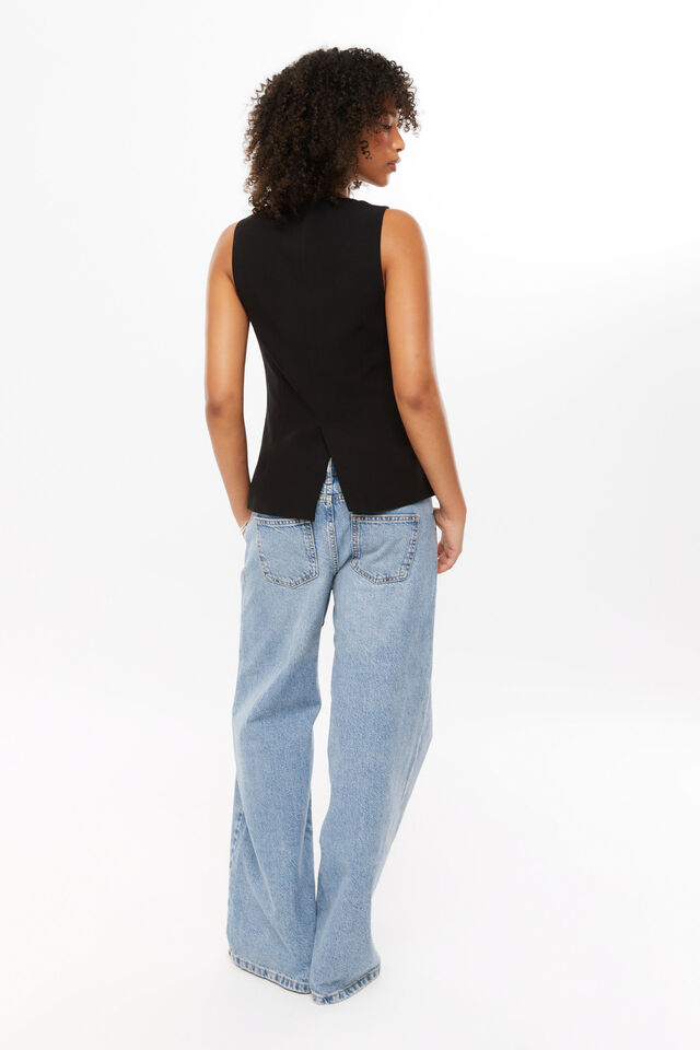 Taylor Longline Vest, BLACK