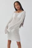 Leah Long Sleeve Open Knit Dress, WINTER WHITE - alternate image 1