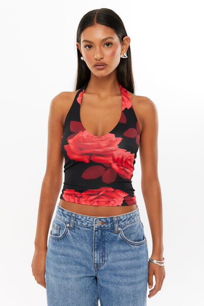 Luxe Halter Top, CANDICE ROSE RED