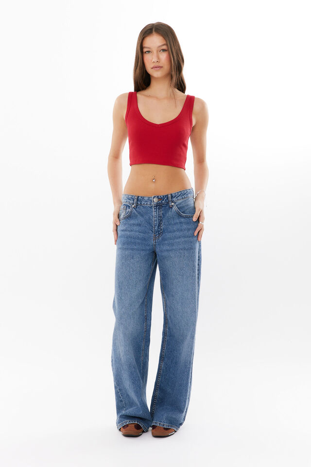 Amara Rib Cropped Tank, LIPSTICK RED