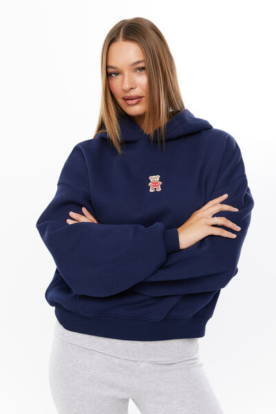 Ella Oversized Fleece Hoodie, ROYAL NAVY/LA BEAR