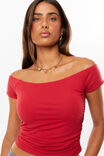 Soft Marley Off Shoulder Top, LIPSTICK RED - alternate image 4