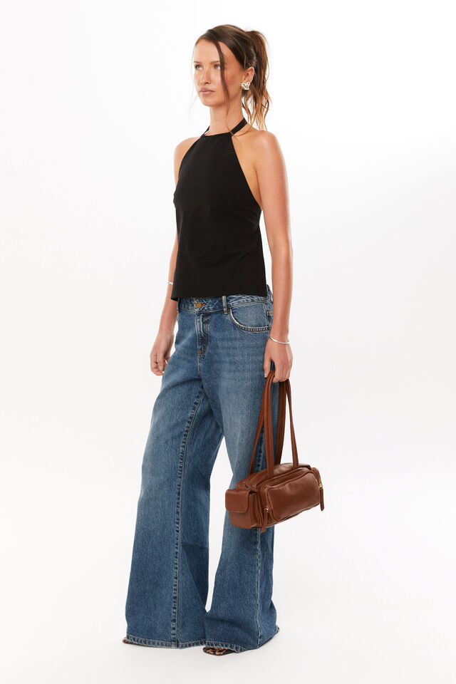 Scarlette Backless Halter Top, BLACK