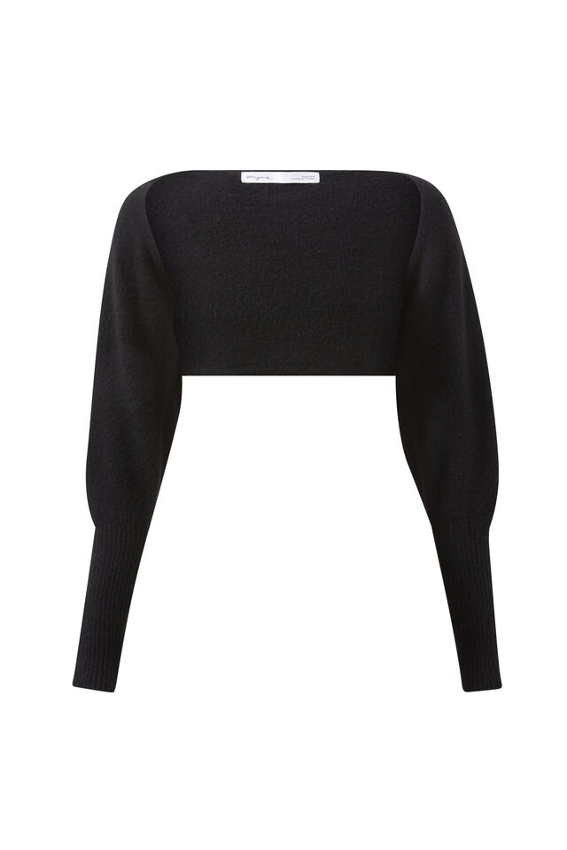 Katya Fluffy Knit Shrug, BLACK