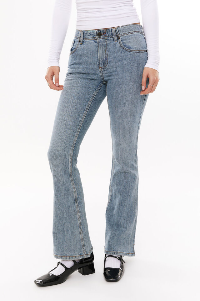 Low Rise Stretch Flare Jean, CLOUDY BLUE