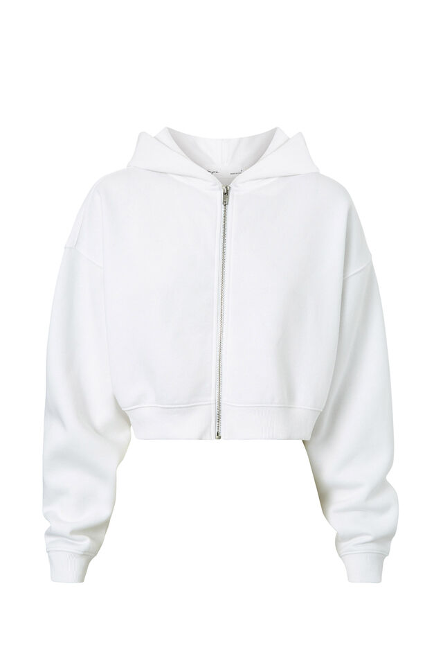 Jolie Cropped Zip Through Hoodie, CLOUD WHITE