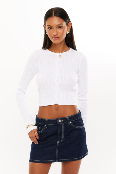 Quinny Cable Knit Cardi, SUMMER WHITE