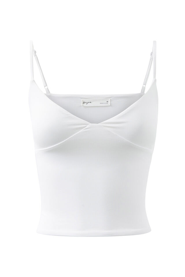 Luxe Strappy V Neck Cami, WHITE