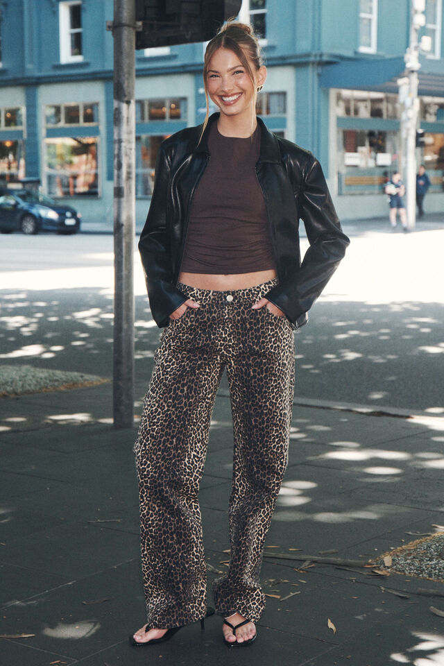 Low Rise Straight Jean, TYRA CHEETAH BROWN