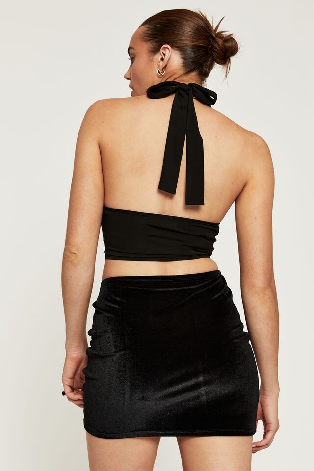 Amy Ruched Mini Skirt, BLACK