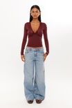 Luxe Georgia Long Sleeve Top, DARK PLUM - alternate image 2