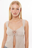 Sadie Tie Front Top, ICED LATTE - alternate image 4