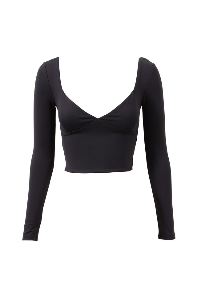 Luxe Kya Long Sleeve Top, BLACK