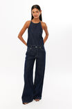 Denim Open Back Halter Top, INDIGO - alternate image 3