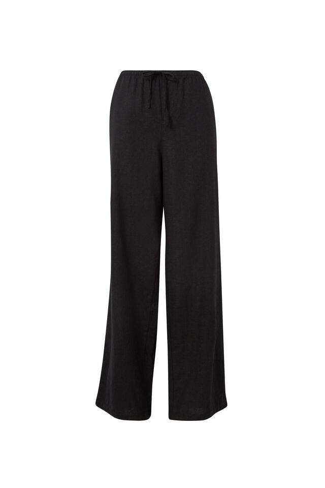 Henley Relaxed Linen Pant, BLACK