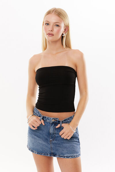 Stacey Strapless Top, BLACK