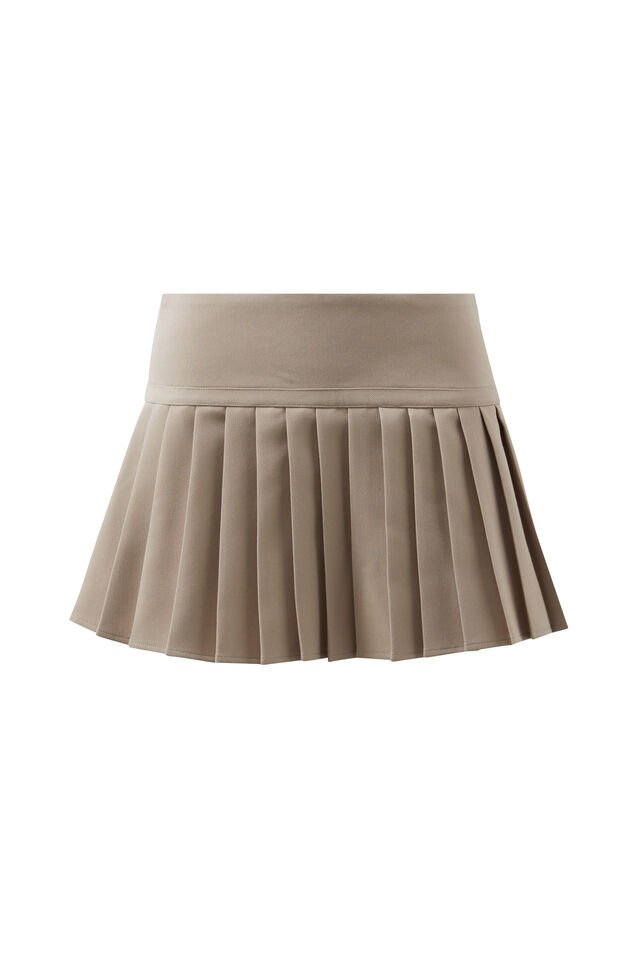 Raven Pleated Mini Skirt, PRALINE
