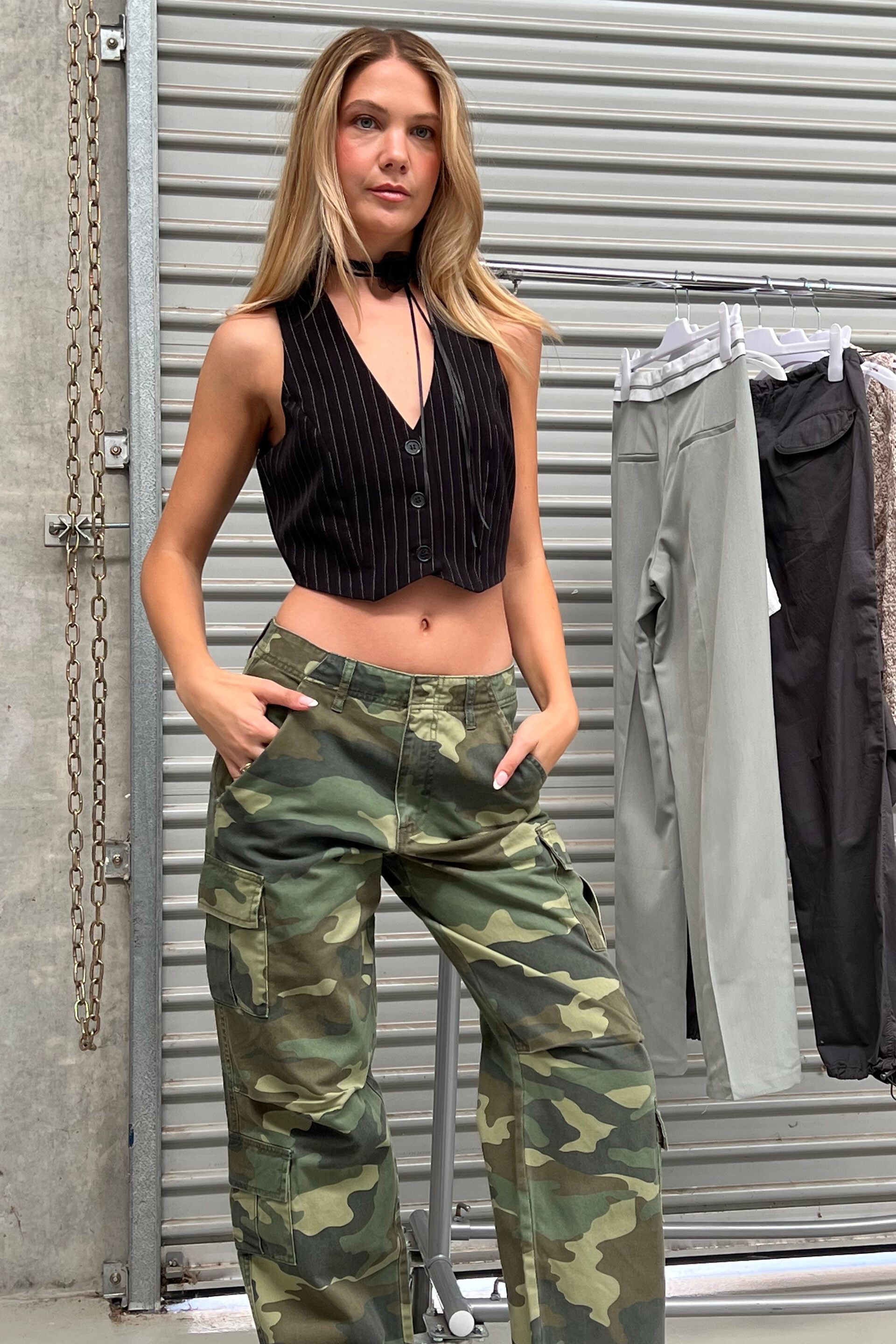 Women's Casual Military Camouflage Cargo Jeans Pants More Pocket Workout  Loose Straight Cotton Army Green Trousers Female