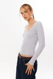 Riri Scoop Neck Long Sleeve Top, GREY MARLE - alternate image 1