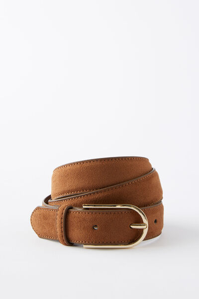 Savannah Faux Suede Belt, WARM TAUPE/GOLD