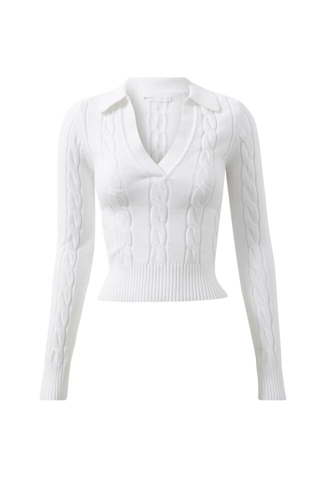 Clem Cable Knit Jumper, WINTER WHITE