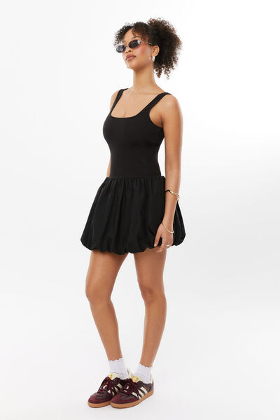 Clara Bubble Mini Dress, BLACK