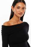 Immy Fold Back Knit Top, BLACK - alternate image 4