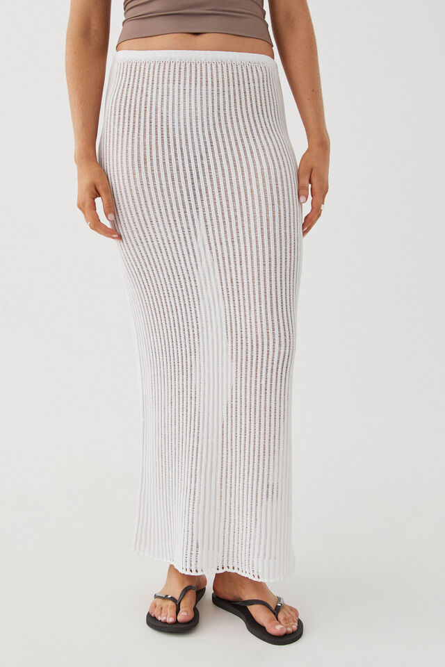 Sara Crochet Maxi Skirt, WHITE