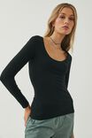 Helena Scoop Neck Long Sleeve Top, BLACK - alternate image 2