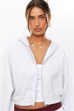 Jolie Cropped Zip Through Hoodie, LIGHT GREY MARLE - alternate image 4