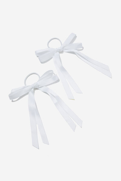 Lily Bow Hair Tie 2 Pack, WHITE