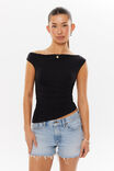 Soft Mia Ruched Top, BLACK - alternate image 1