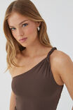 Luxe Jessica One Shoulder Top, ESPRESSO BROWN - alternate image 4