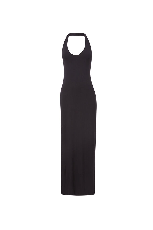 Soft Halter Maxi Dress, BLACK