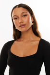 Vivian V Neck Long Sleeve Top, BLACK - alternate image 4