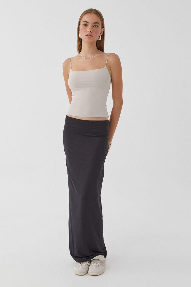 Luxe Hipster Maxi Skirt, BLACK