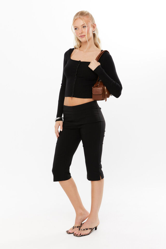 Sofi Square Neck Cardi, BLACK