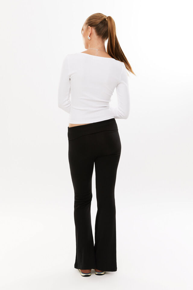 Riri Scoop Neck Long Sleeve Top, WHITE