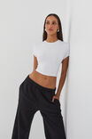 Luxe Cropped Short Sleeve Top, WHITE - alternate image 1
