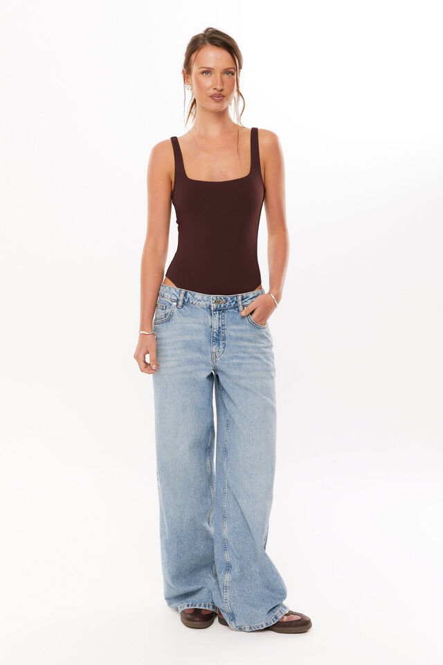 Luxe Square Scoop Bodysuit, CHOC CHERRY