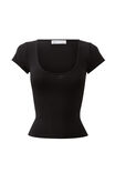 Giselle Scoop Neck Tee, BLACK - alternate image 6