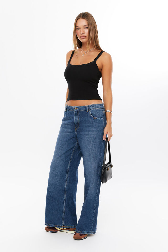 Riri Scoop Neck Tank, BLACK