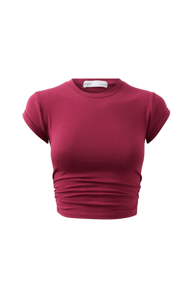 Rachael Ruched Tee, WILD BERRY