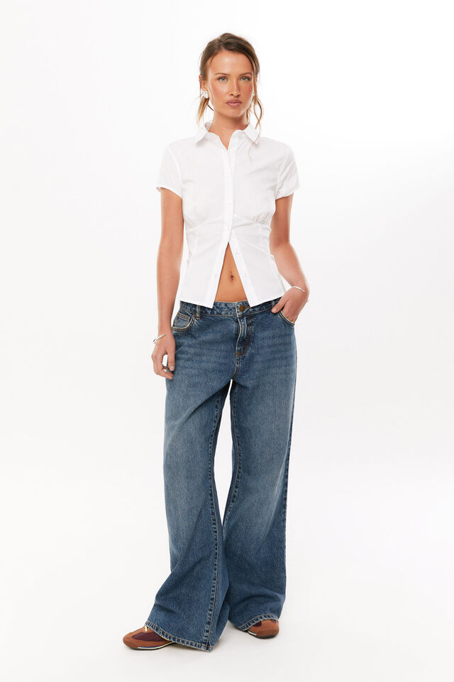 Ena Short Sleeve Shirt, WHITE