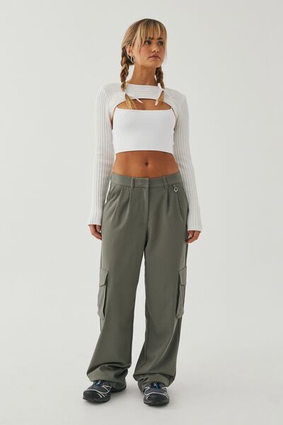Olivia Tailored Cargo Pant, ANTIQUE GREEN