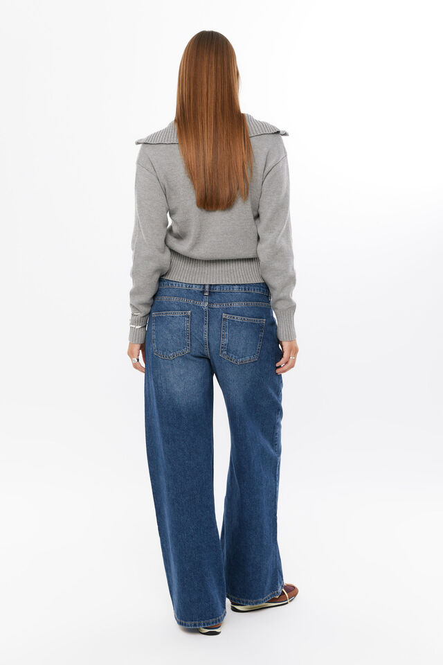 Jacqui Quarter Zip Knit Jumper, GREY MARLE